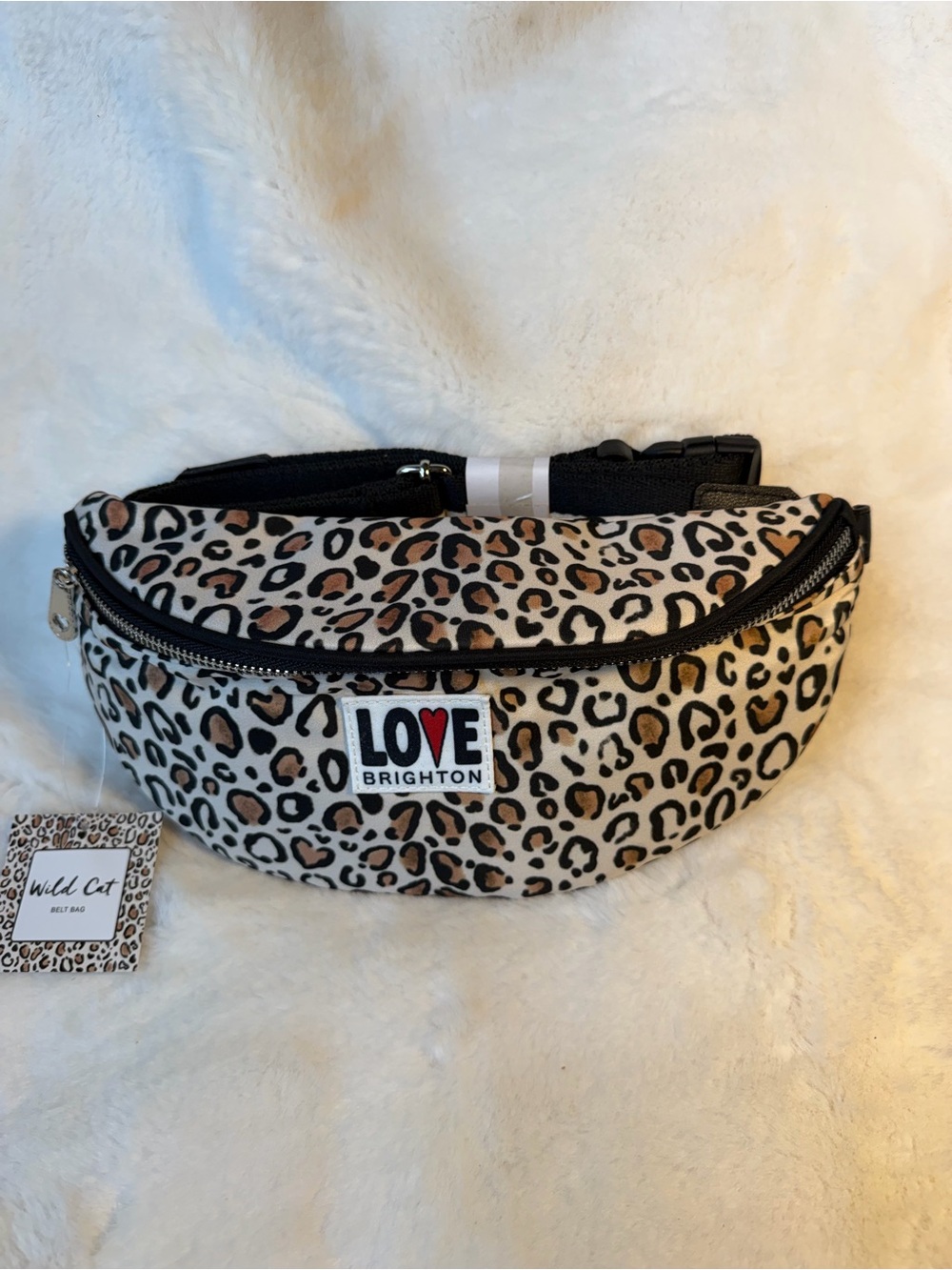 Brighton Leopard Print Wild Cat Belt Bag in Black and Tan